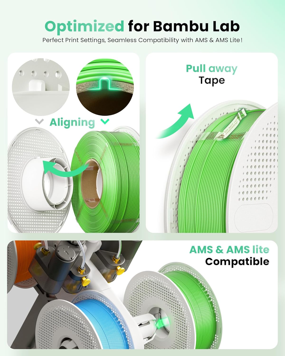 3D Printing PLA Filament 1.75mm(Refill),1kg for Bambu lab 3D Printers