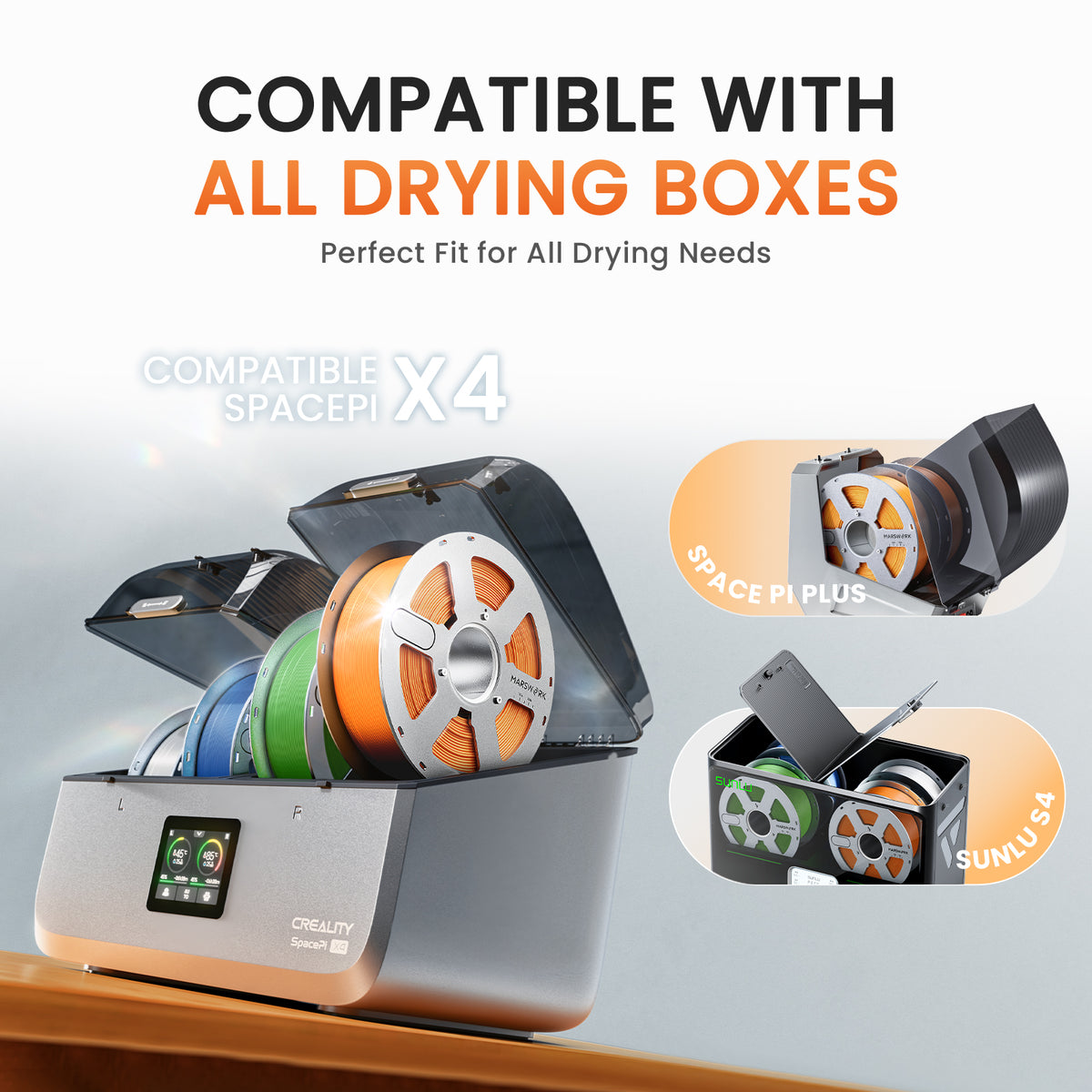 MarsWork Aluminum Reusable Spool for refill filament, designed to fit standard filament dryer boxes.