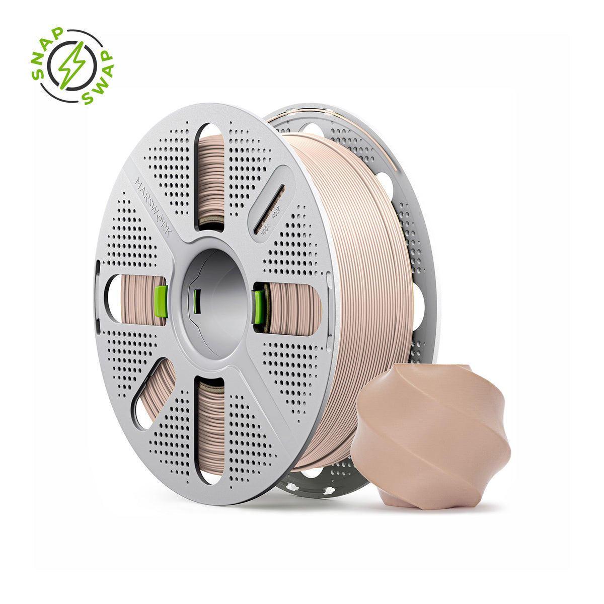 Beige MarsWork PLA Basic 1.75mm filament on quick-swap spool, triple-dried, pre-tuned for Bambu Lab AMS
