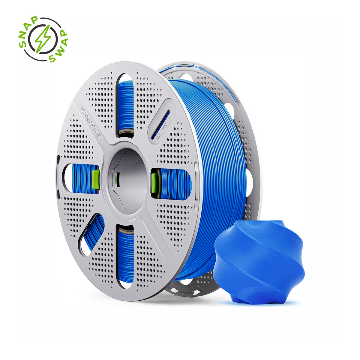 Cobalt Blue MarsWork PLA Basic 1.75mm filament on quick-swap spool, triple-dried, pre-tuned for Bambu Lab AMS