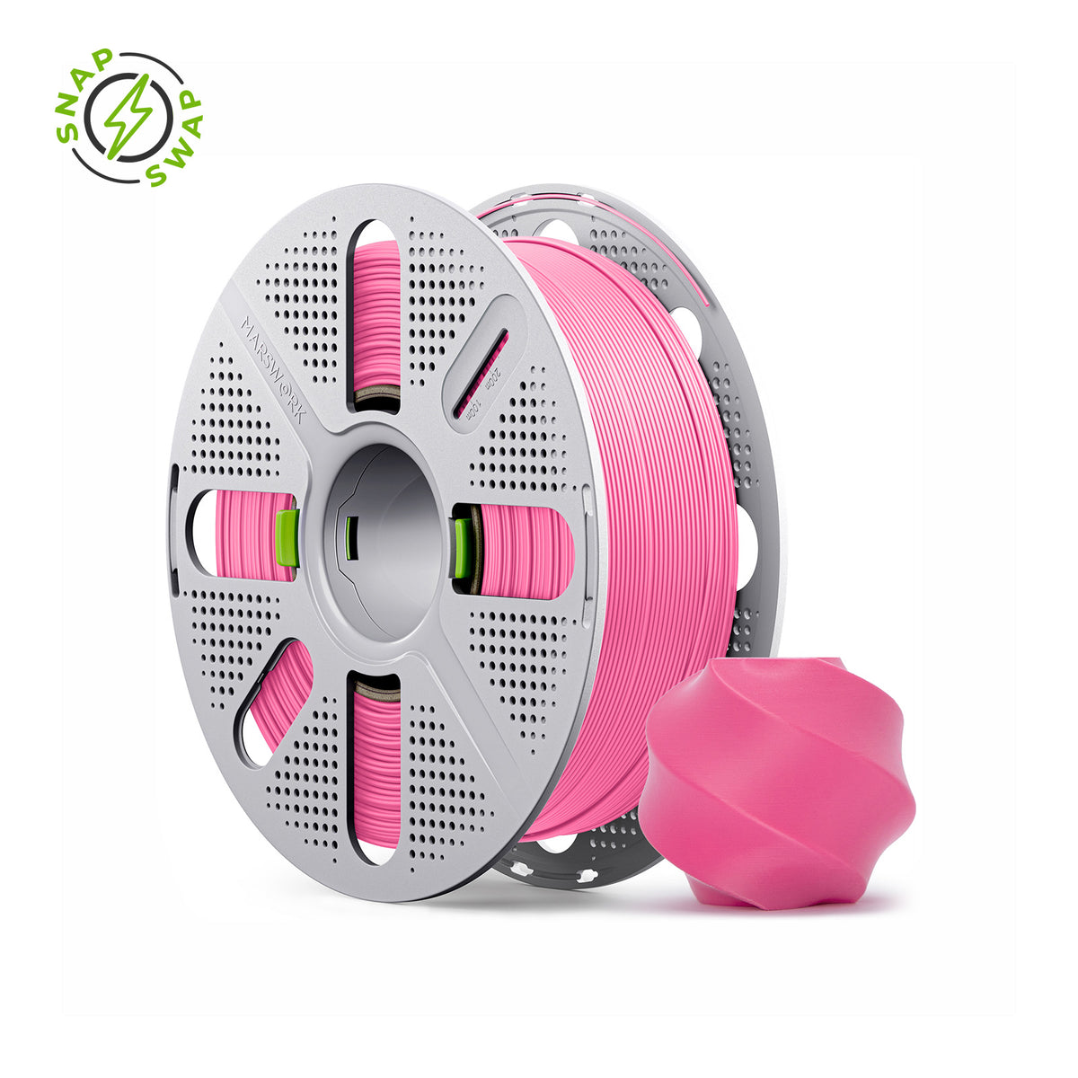 Hot Pink MarsWork PLA Basic 1.75mm filament on quick-swap spool, triple-dried, pre-tuned for Bambu Lab AMS