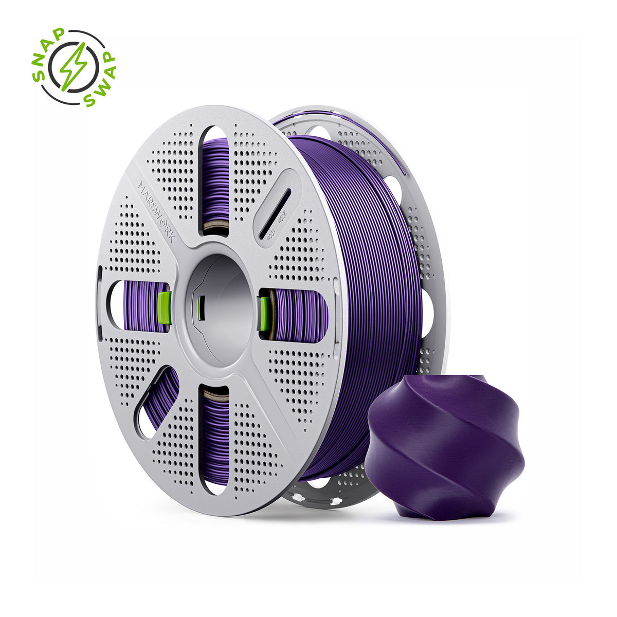 Indigo Purple MarsWork PLA Basic 1.75mm filament on quick-swap spool, triple-dried, pre-tuned for Bambu Lab AMS