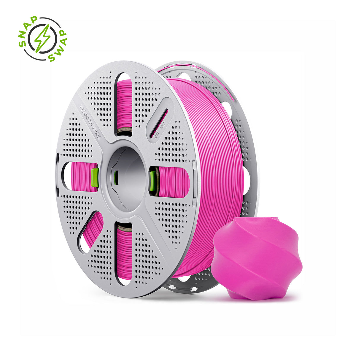 Magenta MarsWork PLA Basic 1.75mm filament on quick-swap spool, triple-dried, pre-tuned for Bambu Lab AMS