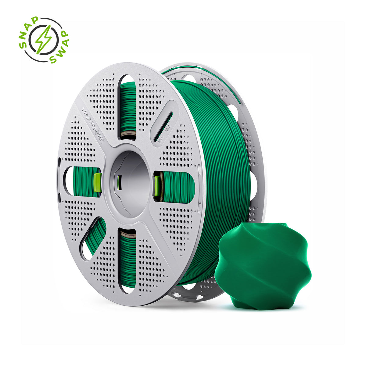 Mistletoe Green MarsWork PLA Basic 1.75mm filament on quick-swap spool, triple-dried, pre-tuned for Bambu Lab AMS