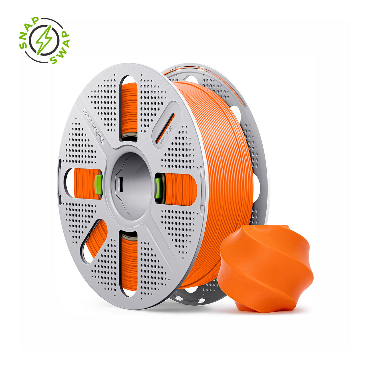 Orange-2 MarsWork PLA Basic 1.75mm filament on quick-swap spool, triple-dried, pre-tuned for Bambu Lab AMS
