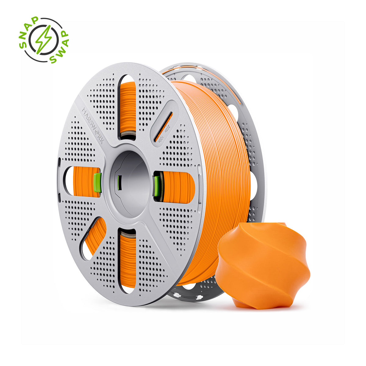 Pumpkin Orange MarsWork PLA Basic 1.75mm filament on quick-swap spool, triple-dried, pre-tuned for Bambu Lab AMS