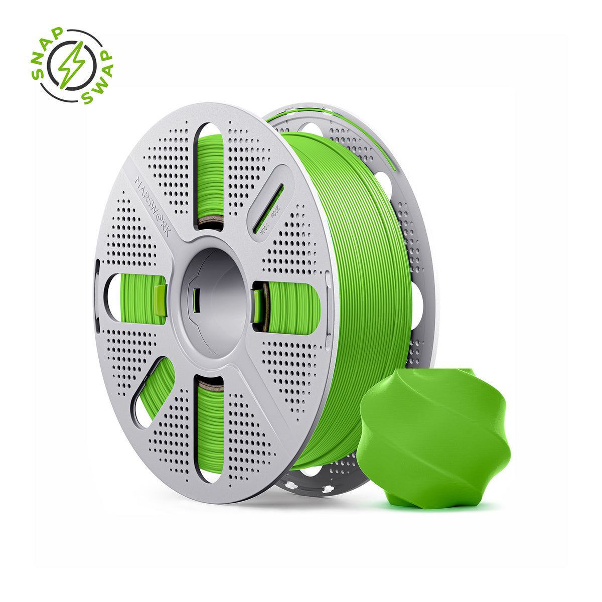 Volt Green MarsWork PLA Basic 1.75mm filament on quick-swap spool, triple-dried, pre-tuned for Bambu Lab AMS