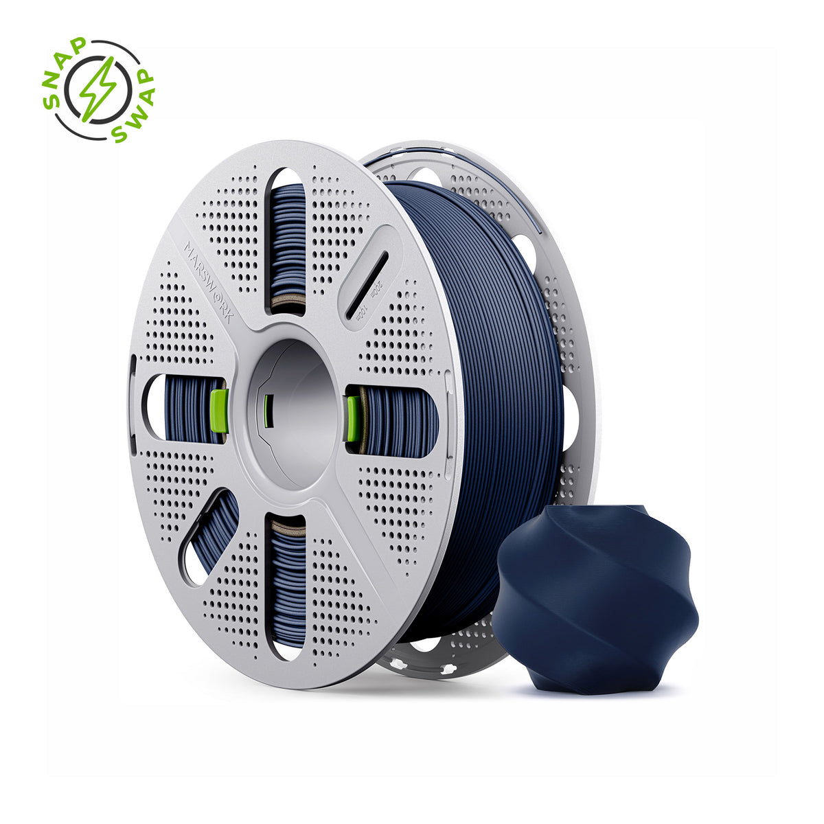 Dark Blue MarsWork PLA Matte 1.75mm spool, smooth matte finish hides layer lines, pre-tuned for Bambu Lab AMS