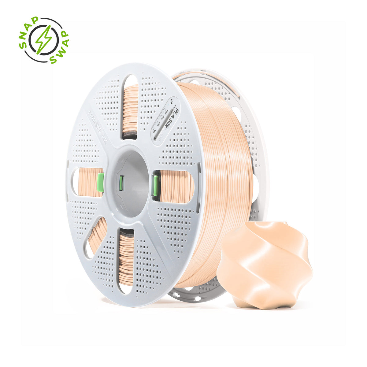 Champagne MarsWork PLA Silk 1.75mm filament spool, chrome-like glossy finish, pre-tuned for Bambu Lab AMS