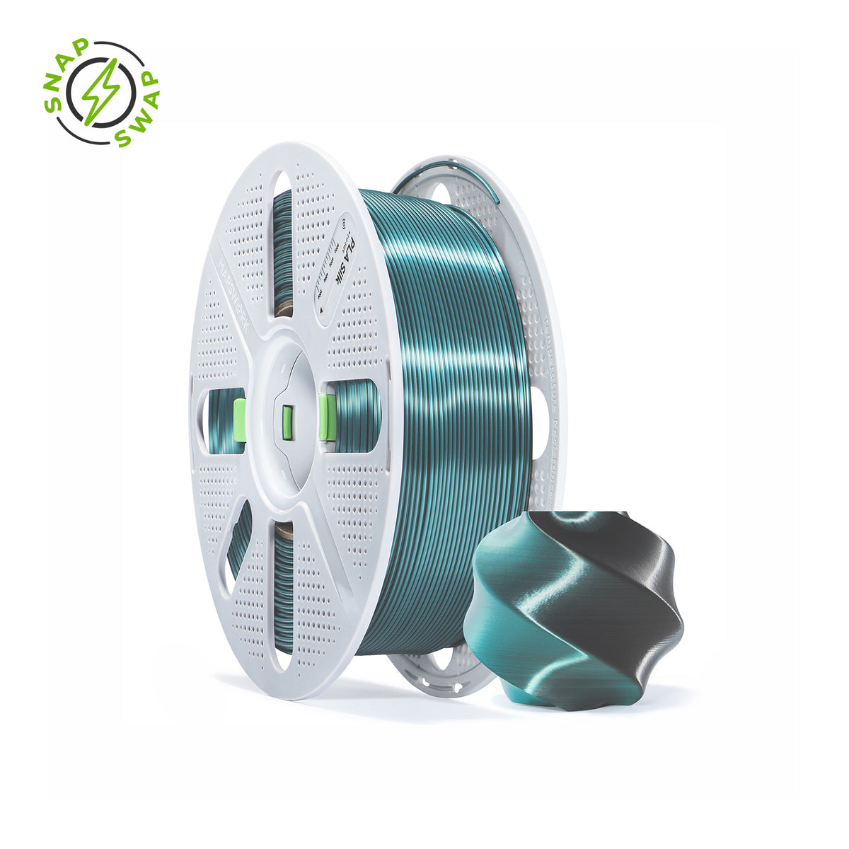 Dual Black Green MarsWork PLA Silk 1.75mm filament spool, chrome-like glossy finish, pre-tuned for Bambu Lab AMS