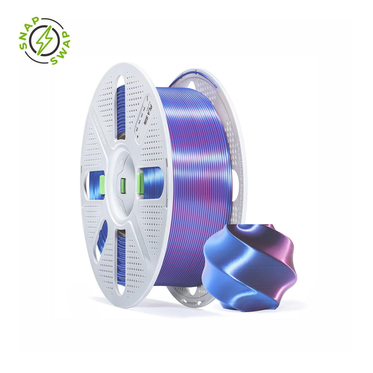 Dual Red Blue MarsWork PLA Silk 1.75mm filament spool, chrome-like glossy finish, pre-tuned for Bambu Lab AMS