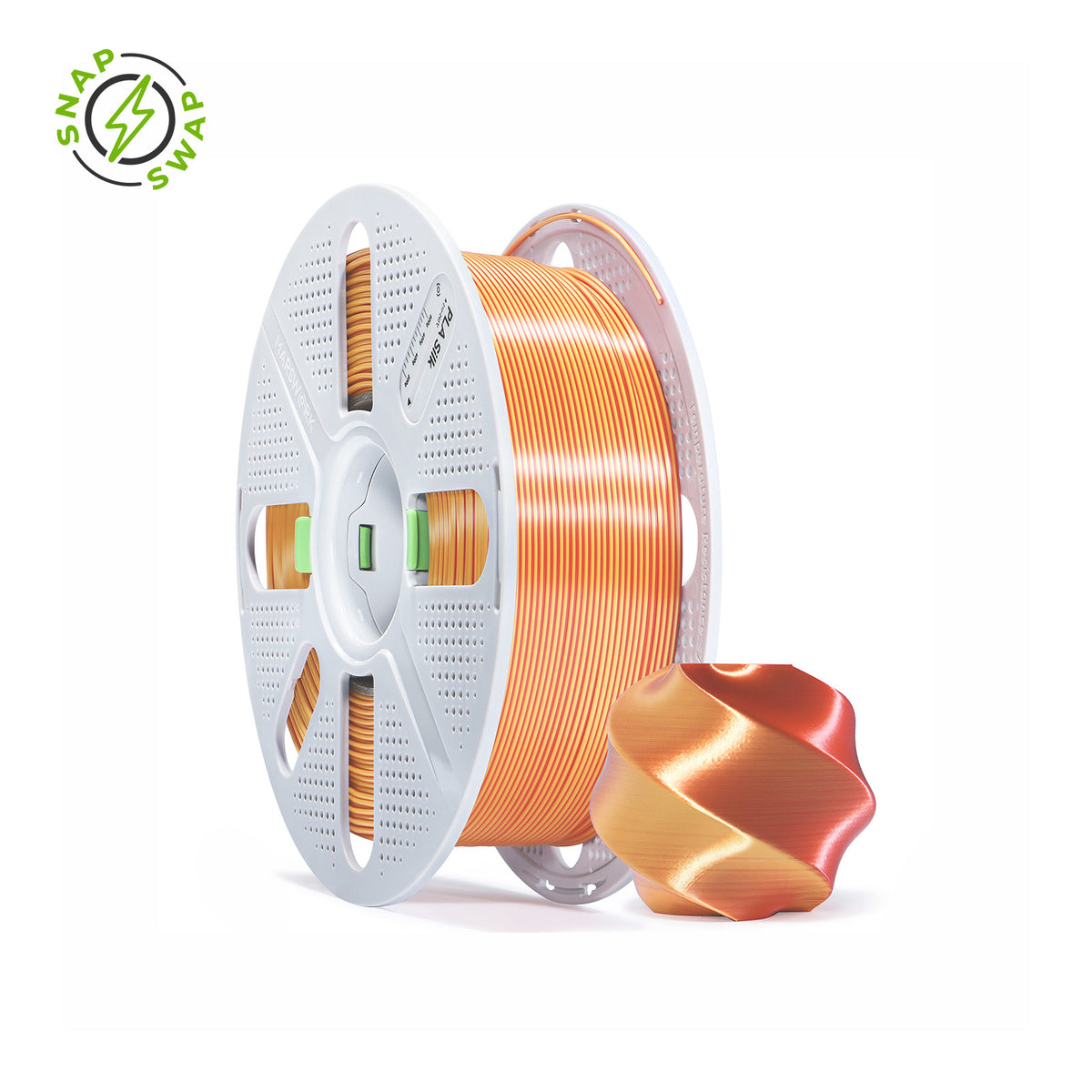Dual Red Gold MarsWork PLA Silk 1.75mm filament spool, chrome-like glossy finish, pre-tuned for Bambu Lab AMS