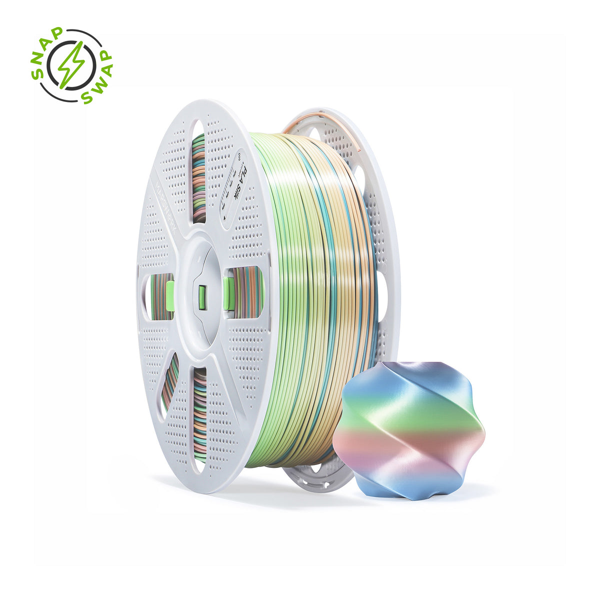 Rainbow MarsWork PLA Silk 1.75mm filament spool, chrome-like glossy finish, pre-tuned for Bambu Lab AMS