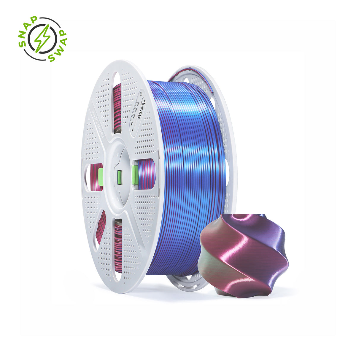 Triple Red Blue Green MarsWork PLA Silk 1.75mm filament spool, chrome-like glossy finish, pre-tuned for Bambu Lab AMS