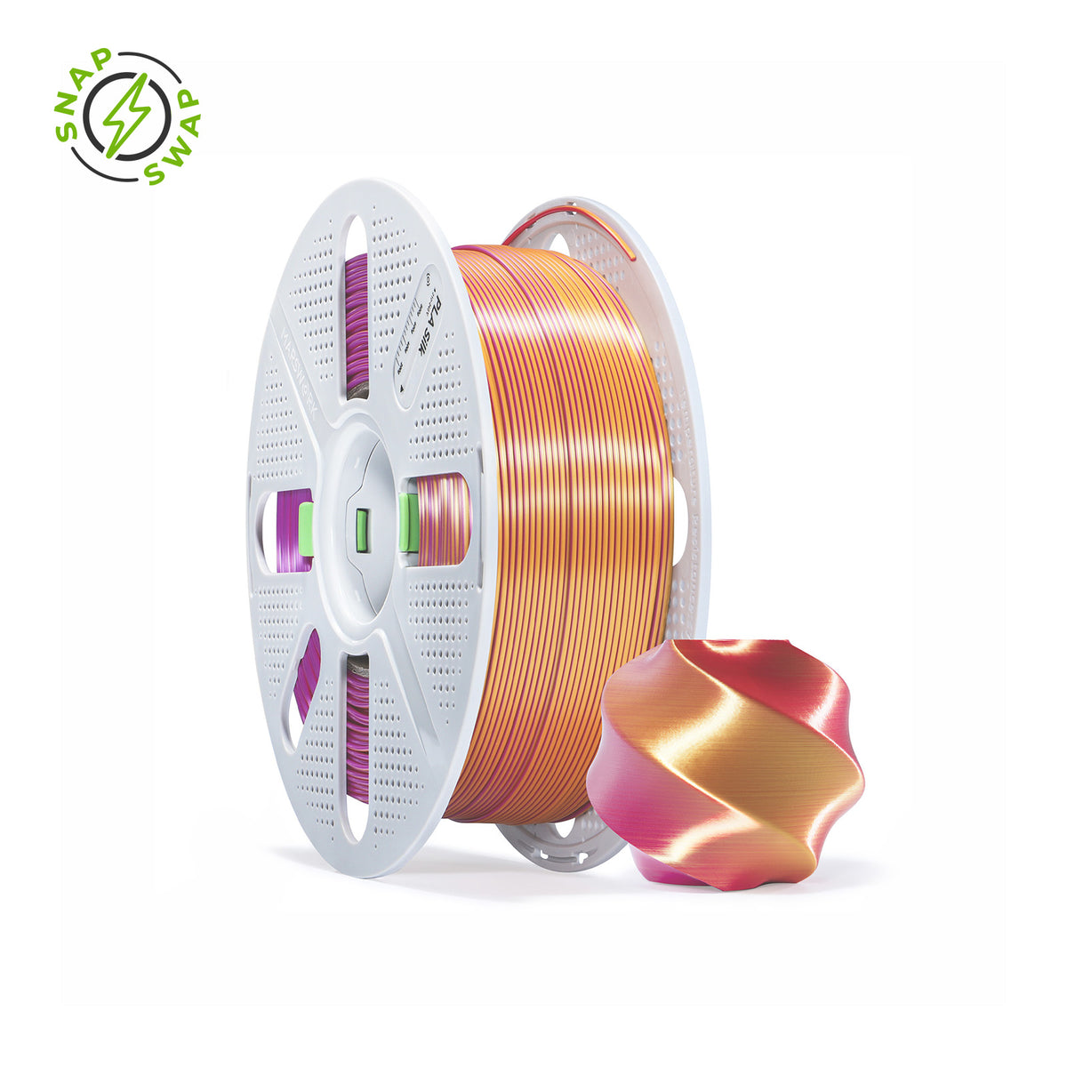 Triple Red Gold Purple MarsWork PLA Silk 1.75mm filament spool, chrome-like glossy finish, pre-tuned for Bambu Lab AMS