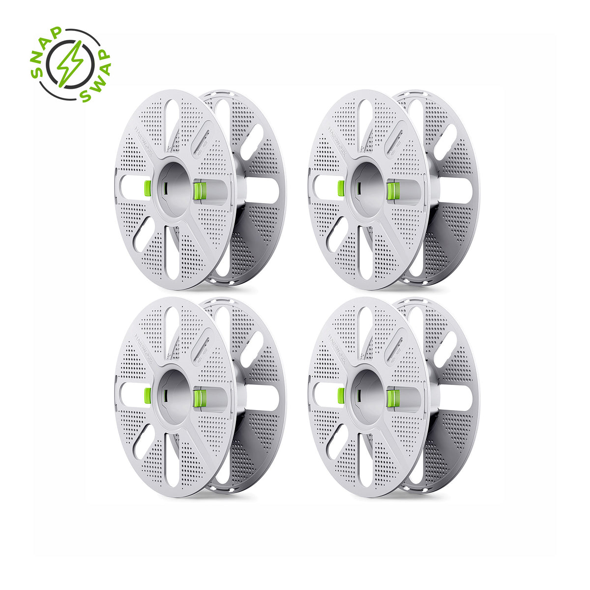 MarsWork Snap Swap Reusable Spool S1 4-pack, two-finger press open, built-in clip and strap, for Bambu Lab AMS refills